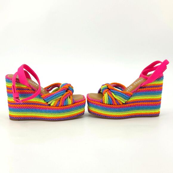 GB Leena Platform Espadrille Sandals Wedges Size 6 Rainbow Cord Pride Summer - Picture 2 of 10